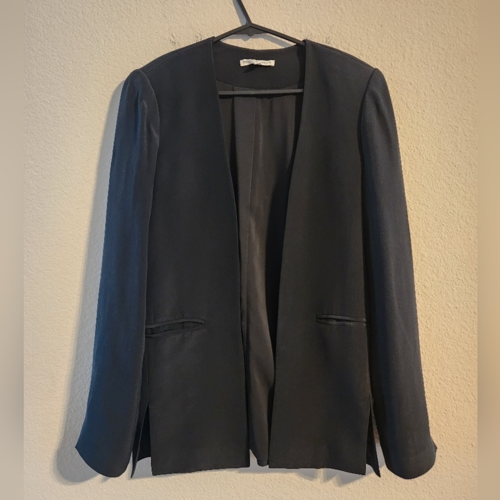 Rebecca Minkoff 100% silk Black open blazer size 2